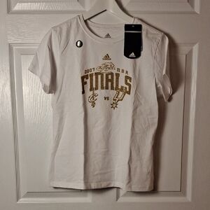 Adidas White Short-Sleeve 'Finals' Graphic Tee with Gold Print
